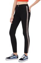 Women's Topshop Leopard Stripe Jeans W X 30l (fits Like 27w) - Black