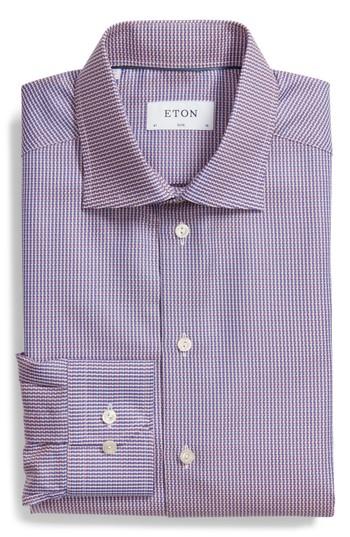 Men's Eton Contemporary Fit Pattern Jacquard Dress Shirt - Pink
