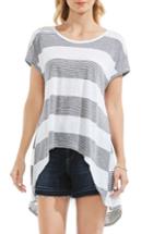 Women's Two By Vince Camuto Block Stripe Split Back Top - White