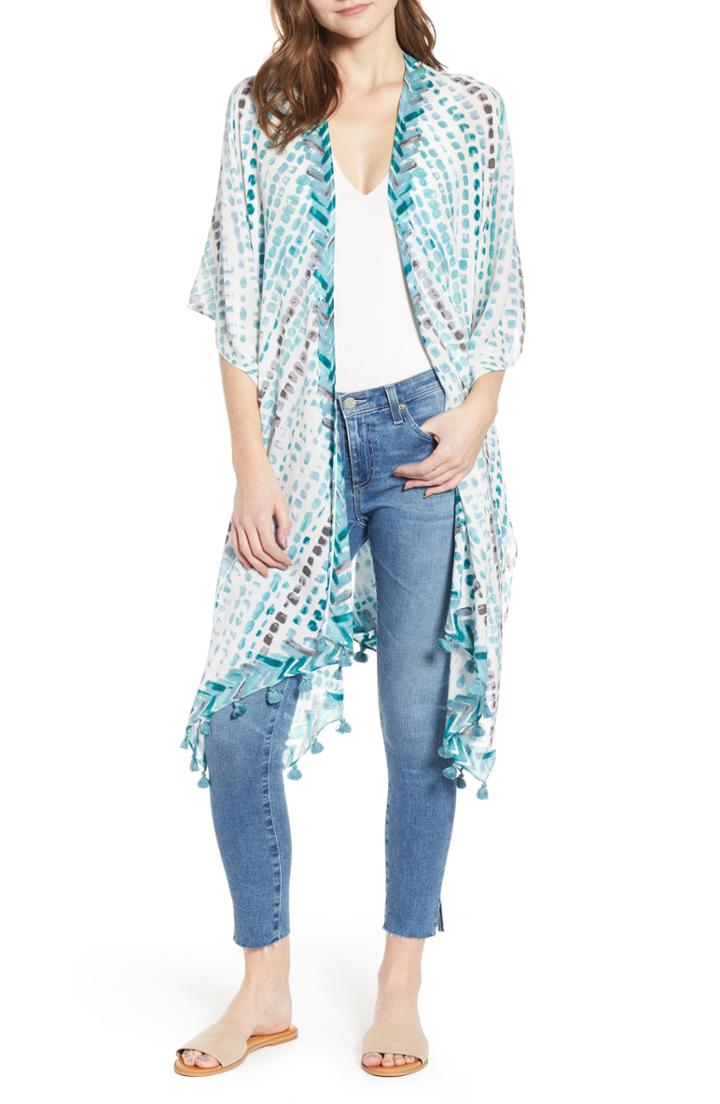 Women's Nordstrom Fringed Swim Cover-up, Size - Blue