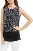 Women's Vince Camuto Graphic Ribbons Mixed Media Top - Black