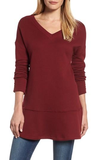 Women's Caslon Keyhole Back V-neck Tunic - Red