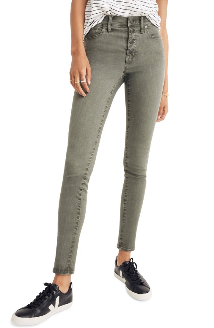 Women's Madewell 9-inch Garment Dyed Button Front Skinny Jeans