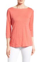 Women's Eileen Fisher Organic Linen Bateau Neck Top, Size - Pink