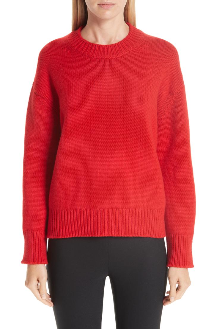Women's Mansur Gavriel Rib Trim Cashmere Sweater