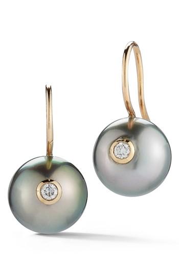 Women's Mizuki Black Pearl & Diamond Drop Earrings