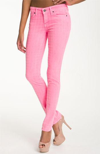 Rich & Skinny 'Legacy' Houndstooth Print Skinny Jeans (Neon Pink) Womens Neon Pink Size 27