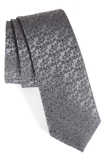 Men's John W. Nordstrom Mini Wild Flower Silk Tie, Size - Black