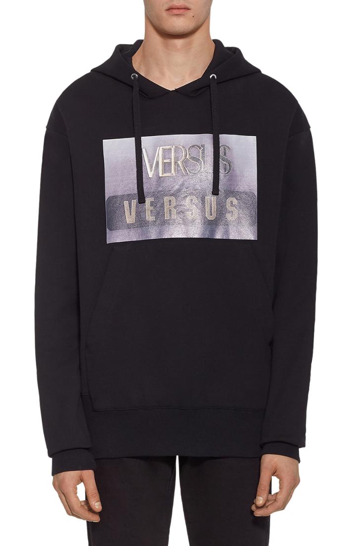 Men's Versus Versace Logo Print Hoodie - Black