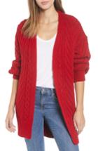 Women's Topshop Long Open Front Cardi Us (fits Like 2-4) - Red