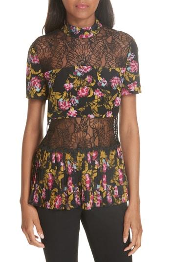 Women's Saloni Dita Lace Panel Blouse - Black