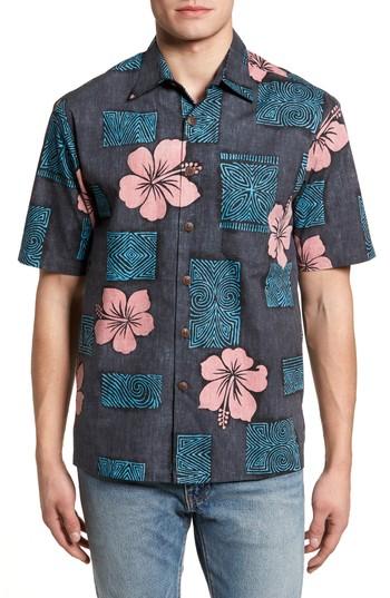 Men's Kahala Tiki Room Standard Fit Camp Shirt - Black