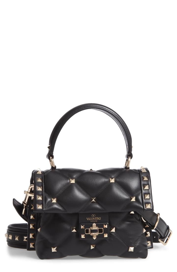 Valentino Garavani Mini Candystud Top Handle Leather Satchel - Black