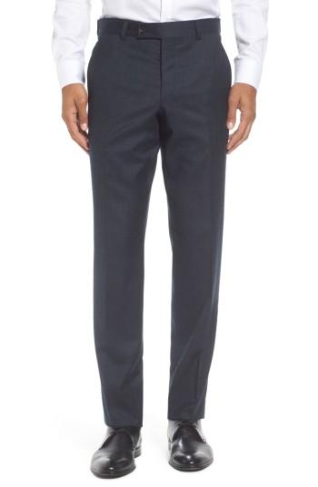 Men's Ted Baker London Jeremy Flat Front Solid Wool Trousers R - Blue