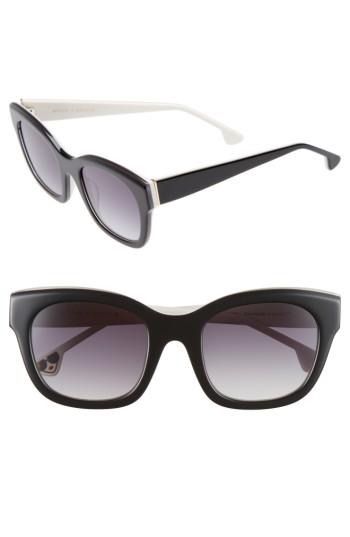 Women's Alice + Olivia Victoria 50mm Cat Eye Sunglasses - Black/ White