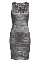 Women's Eliza J Embellished Cutout Taffeta Sheath Dress P - Grey
