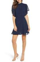 Women's Bishop & Young Swiss Dot Flutter Sleeve Fit & Flare Dress - Blue