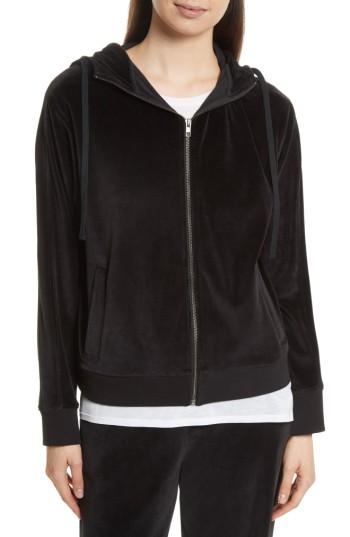Women's Vince Zip Velour Hoodie - Black