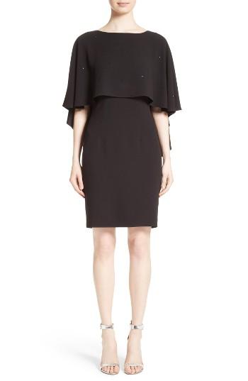 Women's St. John Collection Satin Back Crepe Cape Dress