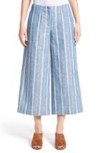 Women's Lafayette 148 New York Kenmare Stripe Crop Flare Pants - Blue