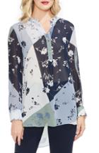 Women's Vince Camuto Floral Patchwork Henley Top - Blue