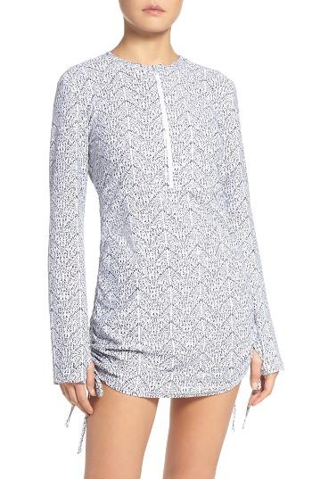 Women's Mott 50 'sonja' Long Sleeve Half Zip Convertible Swimdress - Black