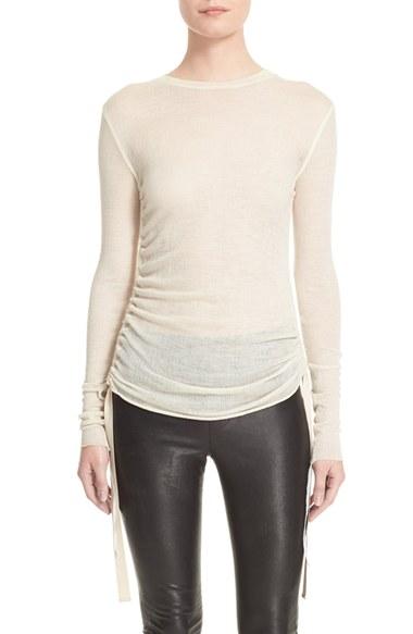 Women's Helmut Lang Side Tie Wool Sweater - White