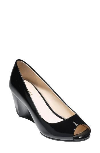 Women's Cole Haan Sadie Open Toe Wedge Pump M - Black