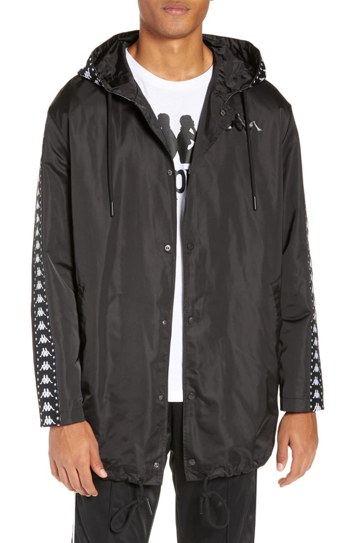 Men's Kappa Active Authentic Satin Hooded Jacket - Black