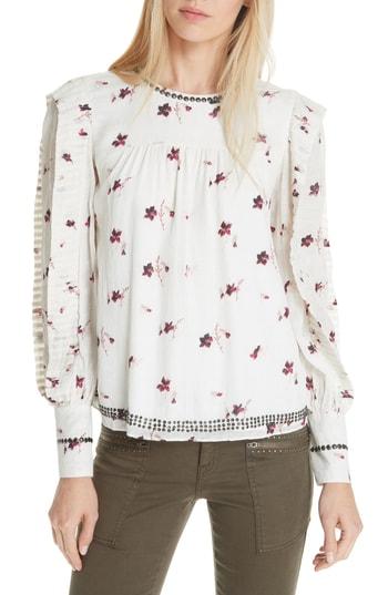 Women's Joie Leihla Embellished Floral Blouse - White