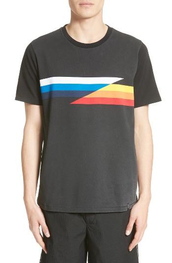 Men's Rag & Bone Glitch Stripe T-shirt - Black