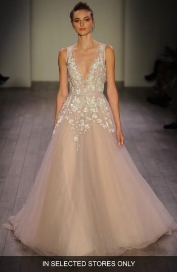 Women's Hayley Paige Leah Floral Sequin V-neck Tulle Ballgown