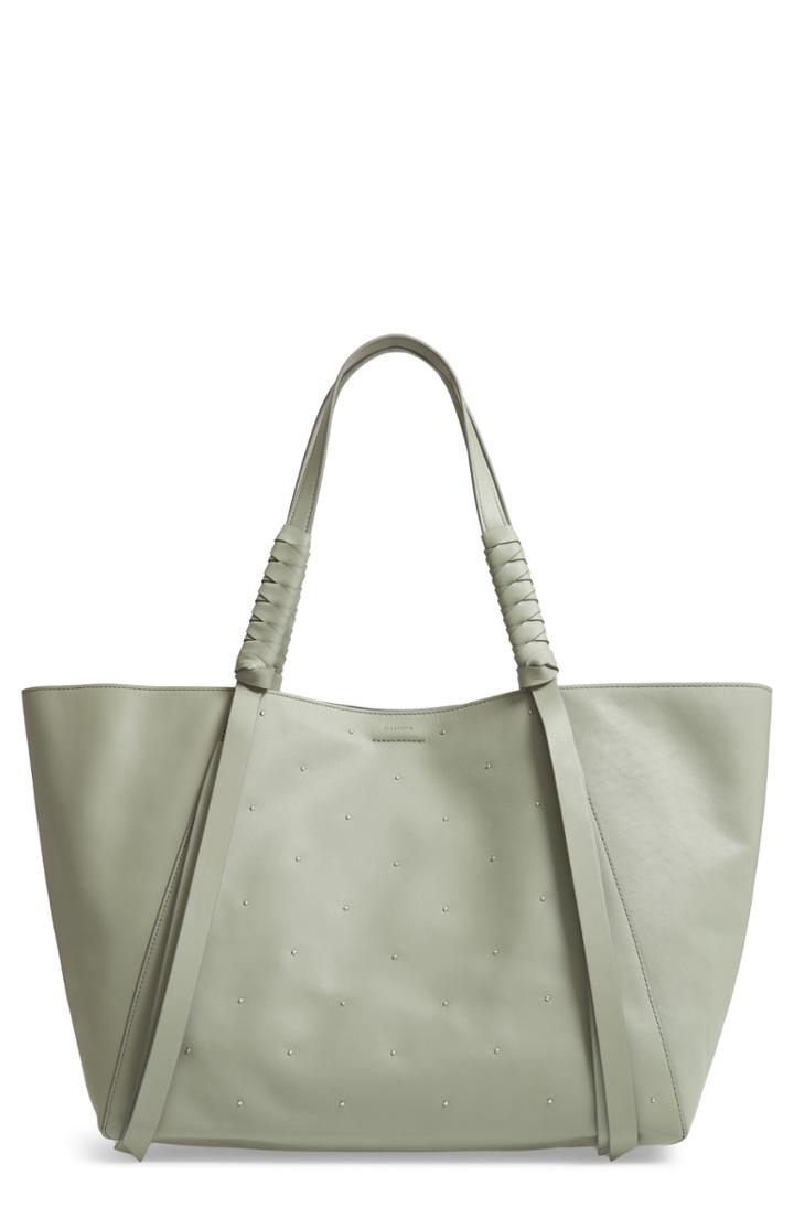 Allsaints Kathi Studded Leather East/west Tote - Grey