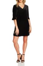 Women's Cece Kate Ruffle Velvet Shift Dress - Black