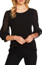Women's Cece Lace Sleeve Stretch Crepe Blouse, Size - Black