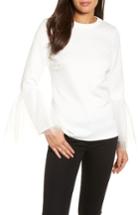 Women's Halogen Tulle Trim Bell Sleeve Top, Size - Ivory