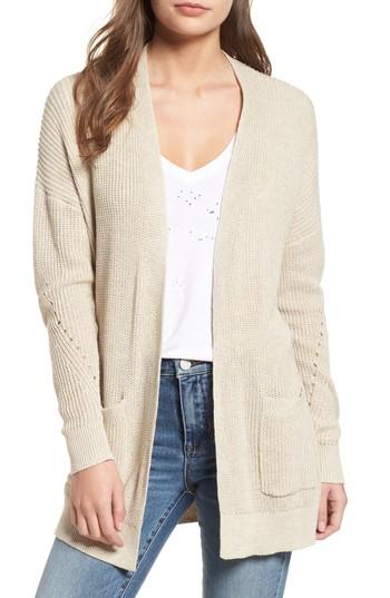 Women's Bp. Open Front Cotton Cardigan, Size - Beige