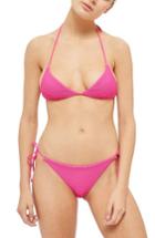Women's Topshop Ribbed Tie Bikini Bottoms Us (fits Like 0) - Pink