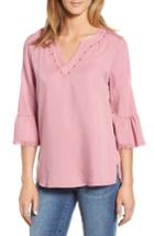 Women's Billy T Embellished Bell Sleeve Chambray Top - Pink