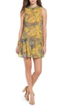 Women's Speechless Print Drop Waist Dress - Yellow