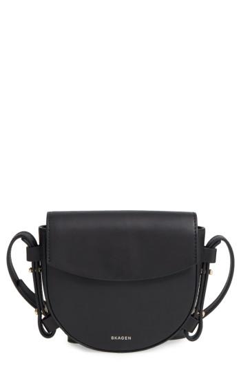 Skagen Mini Lobelle Leather Saddle Bag - Black