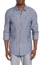 Men's Original Penguin Heritage Slim Fit Nep Linen Sport Shirt - Blue