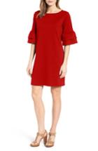 Petite Women's Halogen Ruffle Sleeve Shift Dress P - Red