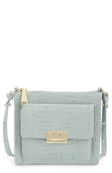 Brahmin 'mimosa' Croc Embossed Leather Crossbody Bag - Blue