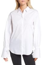 Women's Trouve Tie Sleeve Poplin Shirt - White