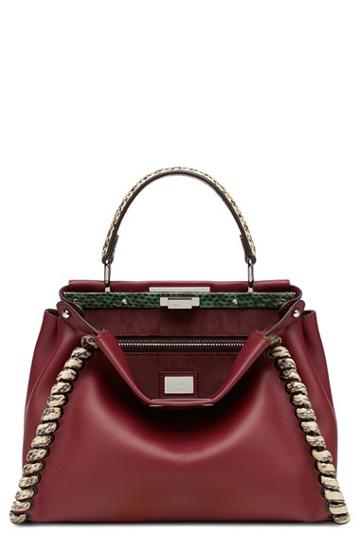 Fendi 'medium Peekaboo' Genuine Snakeskin & Leather Satchel