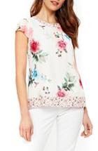 Women's Wallis Floral Pretty Bird Cap Sleeve Blouse Us / 20 Uk - Ivory