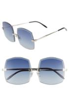 Women's Wildfox Hologram 60mm Square Sunglasses - Silver/ Grey-blue Gradient
