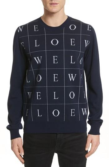 Men's Loewe Letters Wool Sweater - Blue