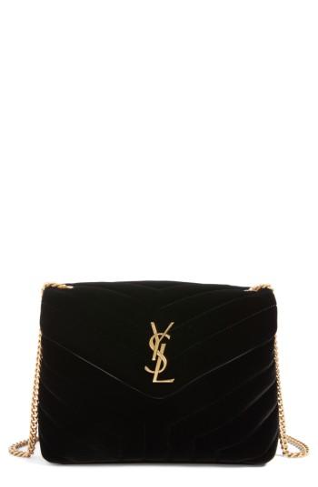 Saint Laurent Small Loulou Matelasse V?elour Shoulder Bag - Black